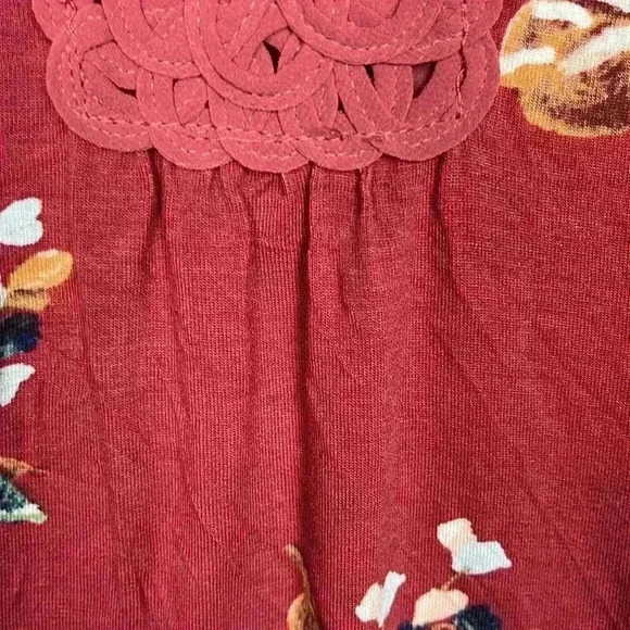 Daniel Rainn Womens Elura Top Rust S Floral Vneck Lace Knit Boho Versatile NWOT - Picture 5 of 12